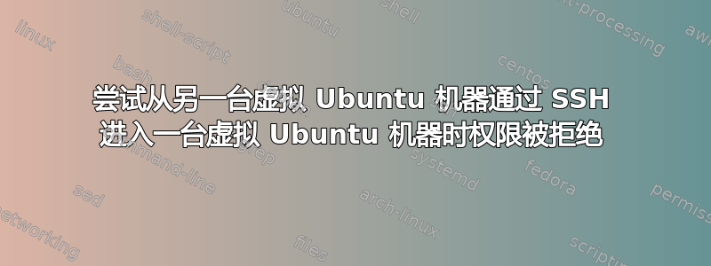 尝试从另一台虚拟 Ubuntu 机器通过 SSH 进入一台虚拟 Ubuntu 机器时权限被拒绝