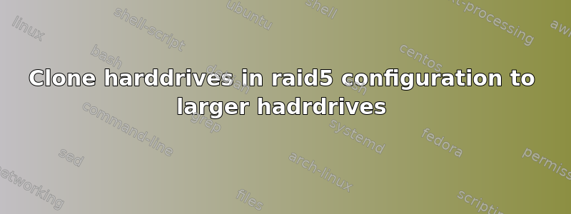 Clone harddrives in raid5 configuration to larger hadrdrives