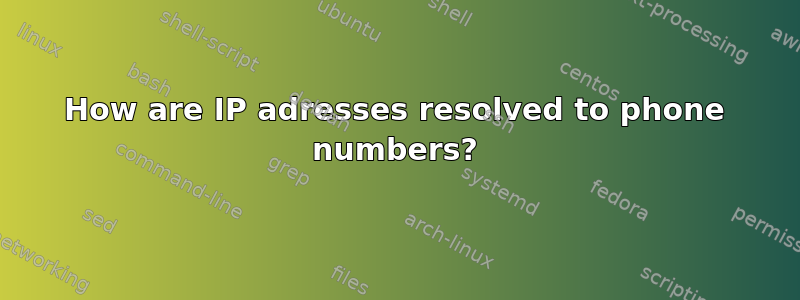 How are IP adresses resolved to phone numbers?