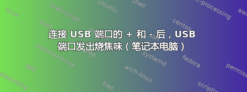 连接 USB 端口的 + 和 - 后，USB 端口发出烧焦味（笔记本电脑）