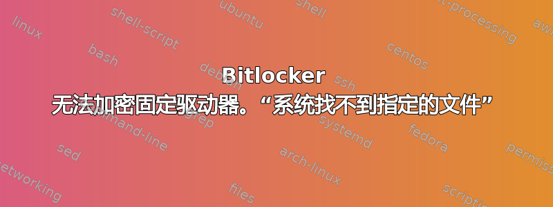 Bitlocker 无法加密固定驱动器。“系统找不到指定的文件”