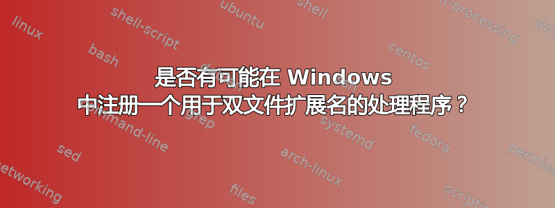 是否有可能在 Windows 中注册一个用于双文件扩展名的处理程序？