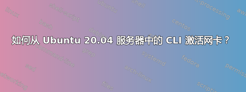 如何从 Ubuntu 20.04 服务器中的 CLI 激活网卡？