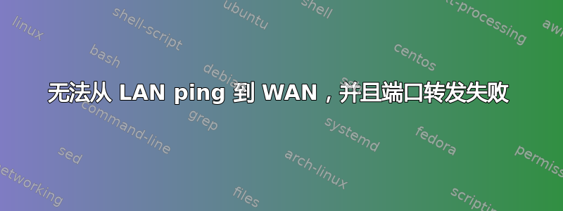 无法从 LAN ping 到 WAN，并且端口转发失败