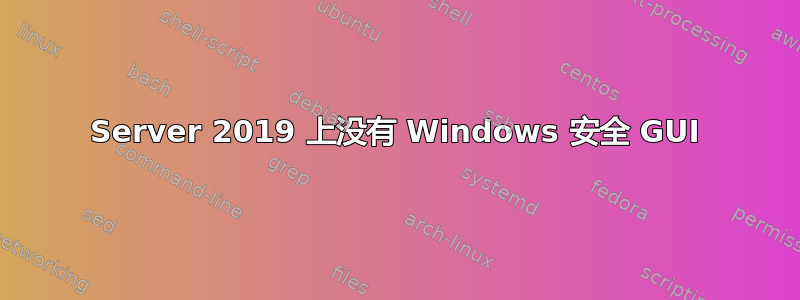 Server 2019 上没有 Windows 安全 GUI