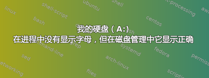 我的硬盘（A:) 在进程中没有显示字母，但在磁盘管理中它显示正确