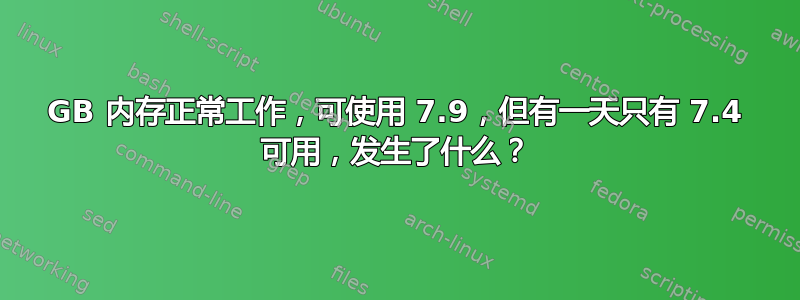 8GB 内存正常工作，可使用 7.9，但有一天只有 7.4 可用，发生了什么？