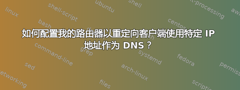 如何配置我的路由器以重定向客户端使用特定 IP 地址作为 DNS？