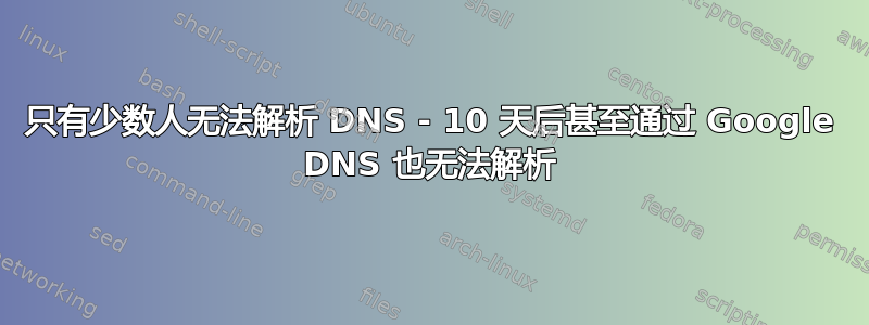 只有少数人无法解析 DNS - 10 天后甚至通过 Google DNS 也无法解析