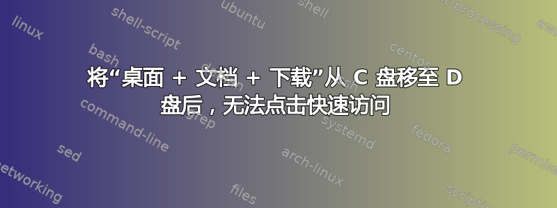 将“桌面 + 文档 + 下载”从 C 盘移至 D 盘后，无法点击快速访问