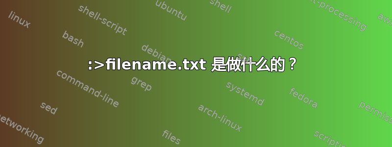 :>filename.txt 是做什么的？