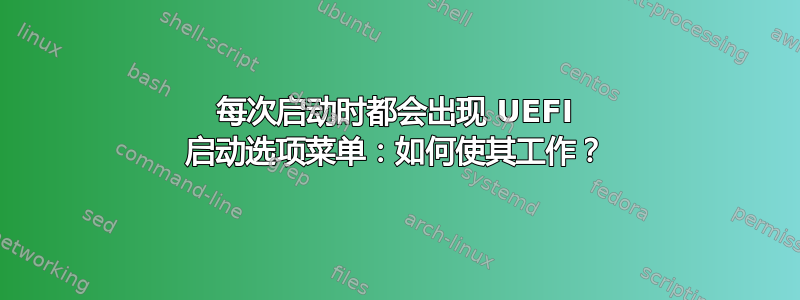 每次启动时都会出现 UEFI 启动选项菜单：如何使其工作？