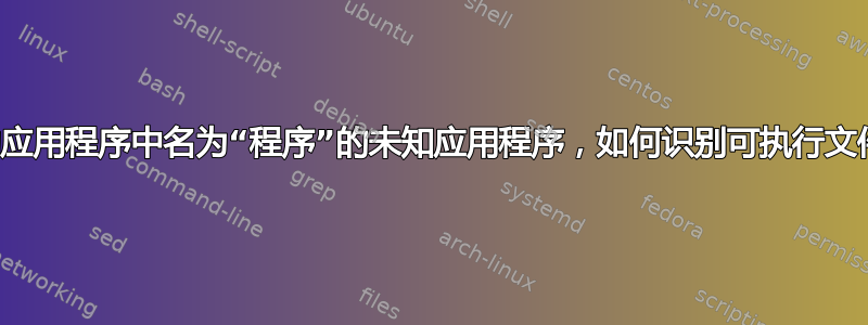 启动应用程序中名为“程序”的未知应用程序，如何识别可执行文件？