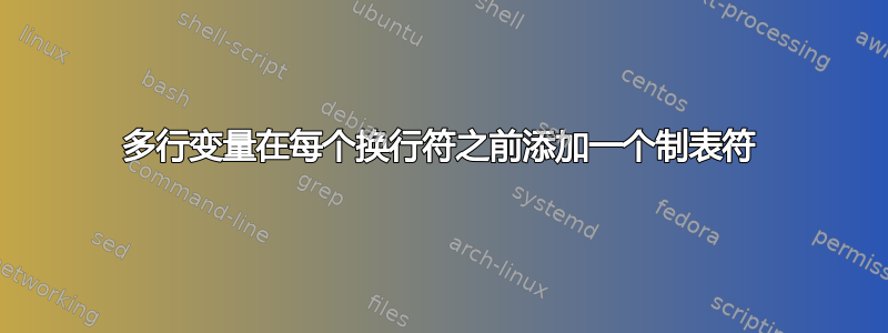 多行变量在每个换行符之前添加一个制表符