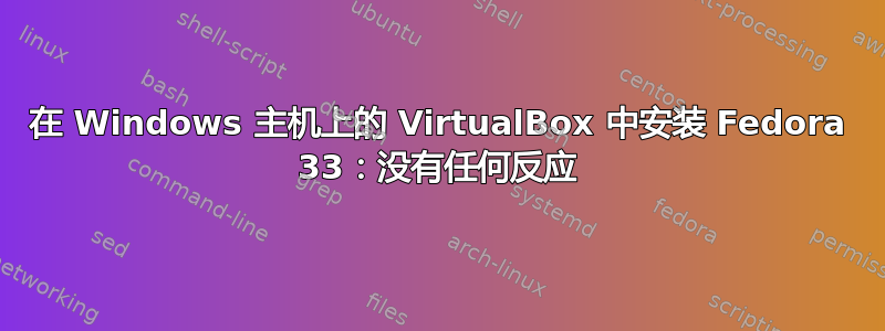 在 Windows 主机上的 VirtualBox 中安装 Fedora 33：没有任何反应