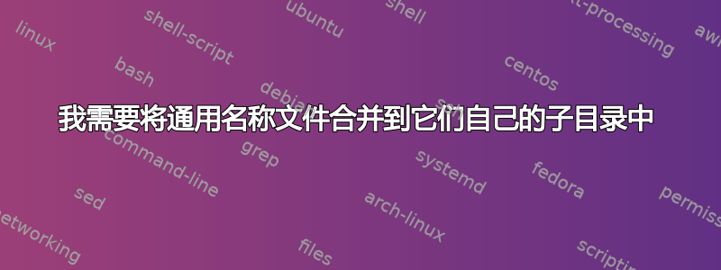 我需要将通用名称文件合并到它们自己的子目录中