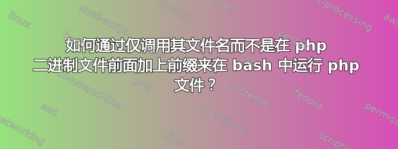 如何通过仅调用其文件名而不是在 php 二进制文件前面加上前缀来在 bash 中运行 php 文件？