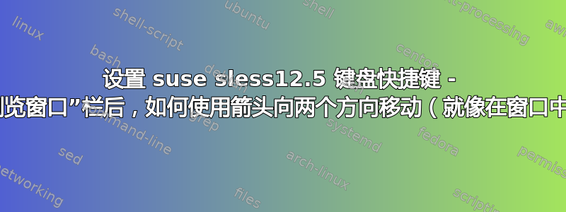 设置 suse sless12.5 键盘快捷键 - 进入“浏览窗口”栏后，如何使用箭头向两个方向移动（就像在窗口中一样）