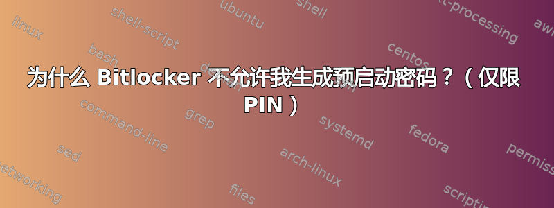 为什么 Bitlocker 不允许我生成预启动密码？（仅限 PIN）