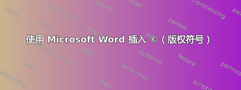 使用 Microsoft Word 插入 ©（版权符号）