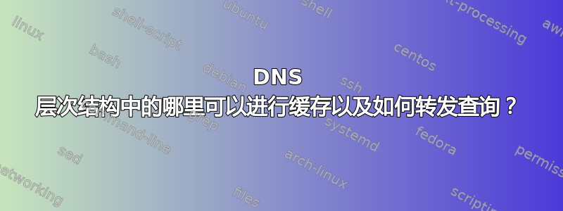 DNS 层次结构中的哪里可以进行缓存以及如何转发查询？