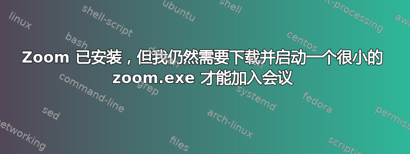 Zoom 已安装，但我仍然需要下载并启动一个很小的 ​​zoom.exe 才能加入会议