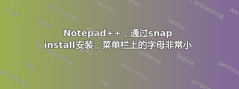 Notepad++，通过snap install安装，菜单栏上的字母非常小