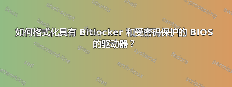 如何格式化具有 Bitlocker 和受密码保护的 BIOS 的驱动器？