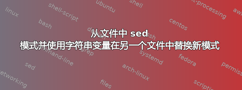 从文件中 sed 模式并使用字符串变量在另一个文件中替换新模式