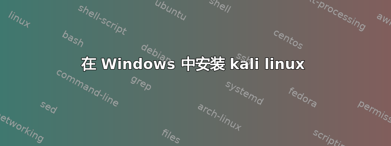 在 Windows 中安装 kali linux