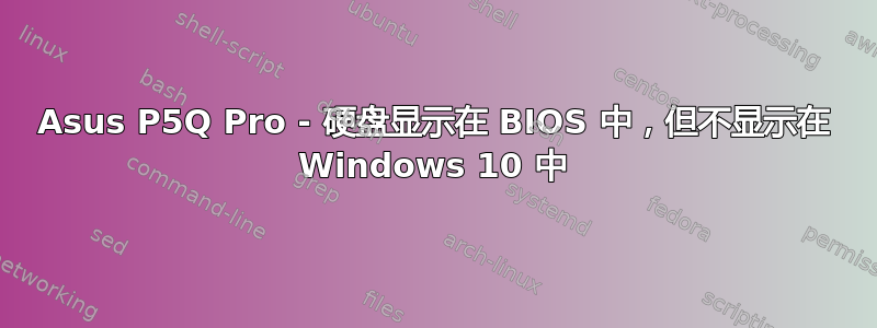 Asus P5Q Pro - 硬盘显示在 BIOS 中，但不显示在 Windows 10 中