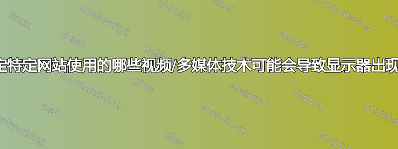 如何确定特定网站使用的哪些视频/多媒体技术可能会导致显示器出现问题？