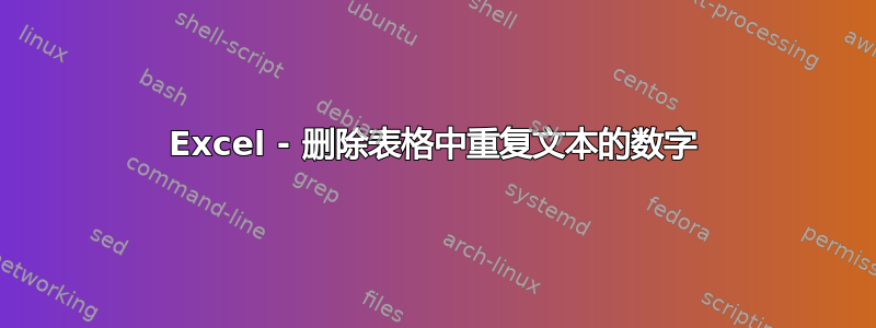 Excel - 删除表格中重复文本的数字