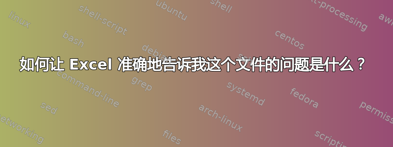 如何让 Excel 准确地告诉我这个文件的问题是什么？