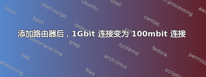 添加路由器后，1Gbit 连接变为 100mbit 连接