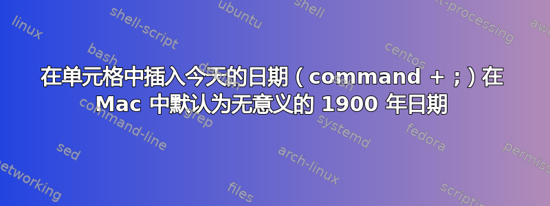 在单元格中插入今天的日期（command + ;）在 Mac 中默认为无意义的 1900 年日期