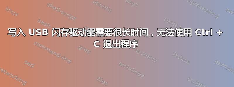 写入 USB 闪存驱动器需要很长时间，无法使用 Ctrl + C 退出程序