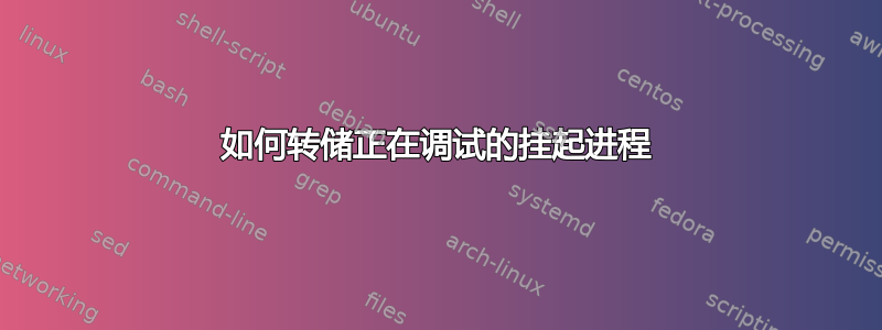 如何转储正在调试的挂起进程