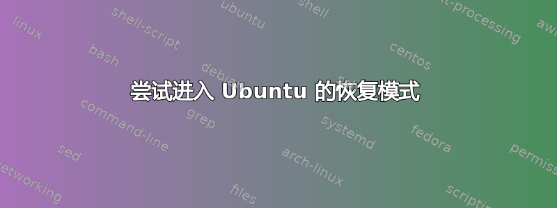 尝试进入 Ubuntu 的恢复模式