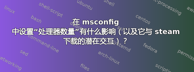 在 msconfig 中设置“处理器数量”有什么影响（以及它与 steam 下载的潜在交互）？