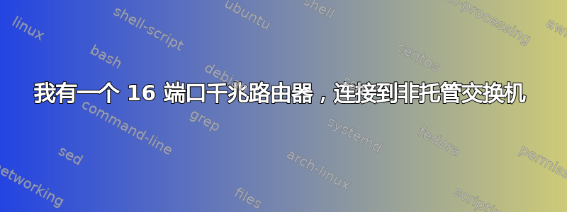 我有一个 16 端口千兆路由器，连接到非托管交换机