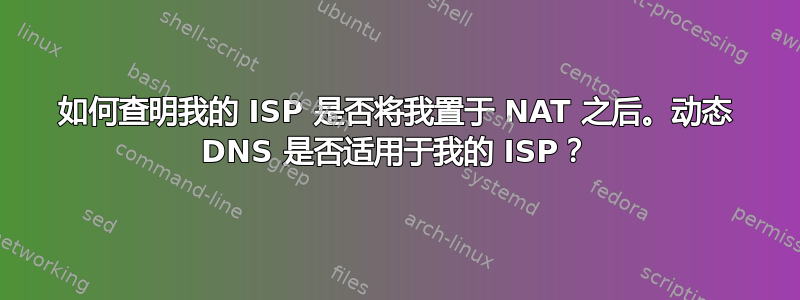 如何查明我的 ISP 是否将我置于 NAT 之后。动态 DNS 是否适用于我的 ISP？