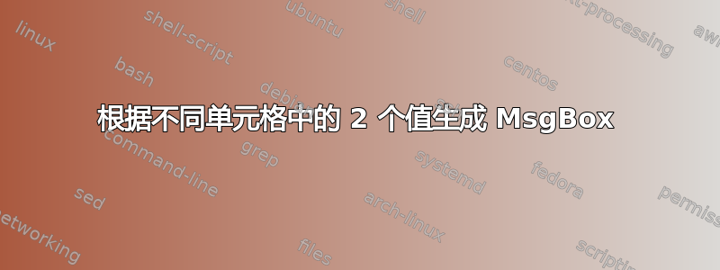 根据不同单元格中的 2 个值生成 MsgBox