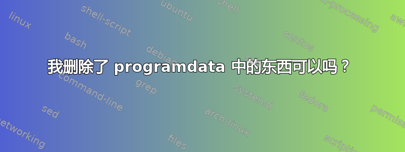 我删除了 programdata 中的东西可以吗？