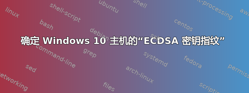 确定 Windows 10 主机的“ECDSA 密钥指纹”