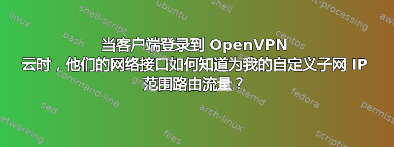 当客户端登录到 OpenVPN 云时，他们的网络接口如何知道为我的自定义子网 IP 范围路由流量？