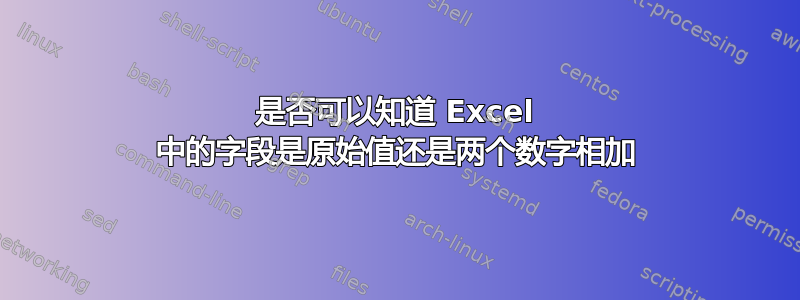 是否可以知道 Excel 中的字段是原始值还是两个数字相加