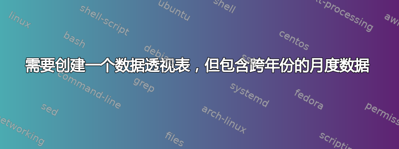 需要创建一个数据透视表，但包含跨年份的月度数据