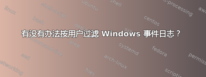 有没有办法按用户过滤 Windows 事件日志？