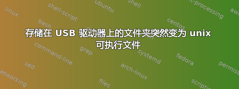 存储在 USB 驱动器上的文件夹突然变为 unix 可执行文件